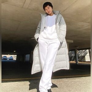 Aritzia Super Puff Wool Tech Long Jacket Heather Gray